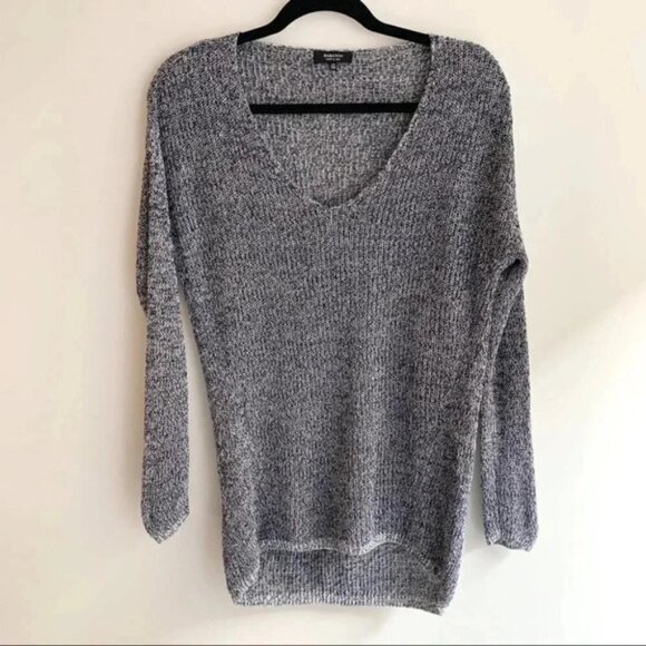 Babaton Aritzia Womens Jarrod Sweater V-neck Long sleeve Gray Knit Heathered - Picture 4 of 16